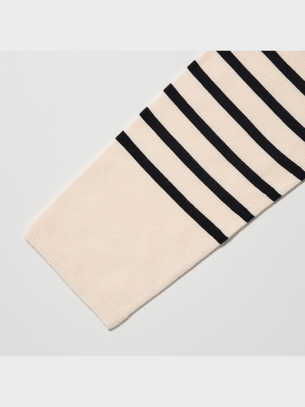 3D Knit Seamless Cotton Crew Neck Jumper (Stripe)