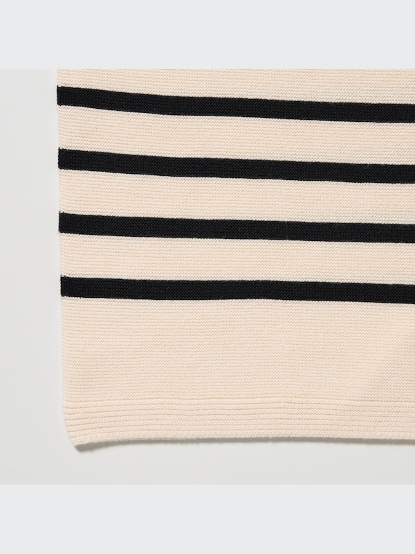 3D Knit Seamless Cotton Crew Neck Jumper (Stripe)
