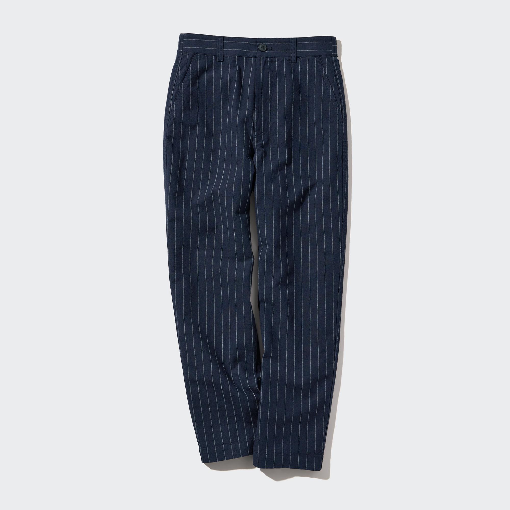Linen Cotton Striped Tapered Pants