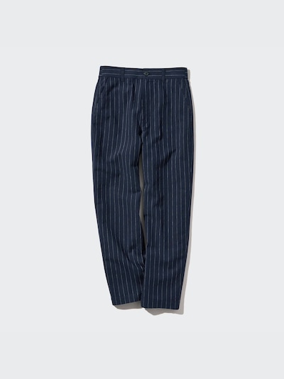Linen Cotton Striped Tapered Pants
