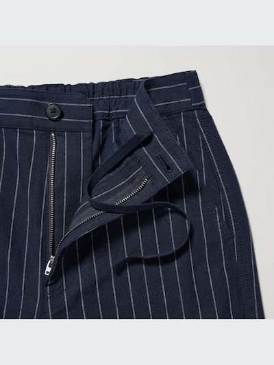 Linen Cotton Striped Tapered Pants
