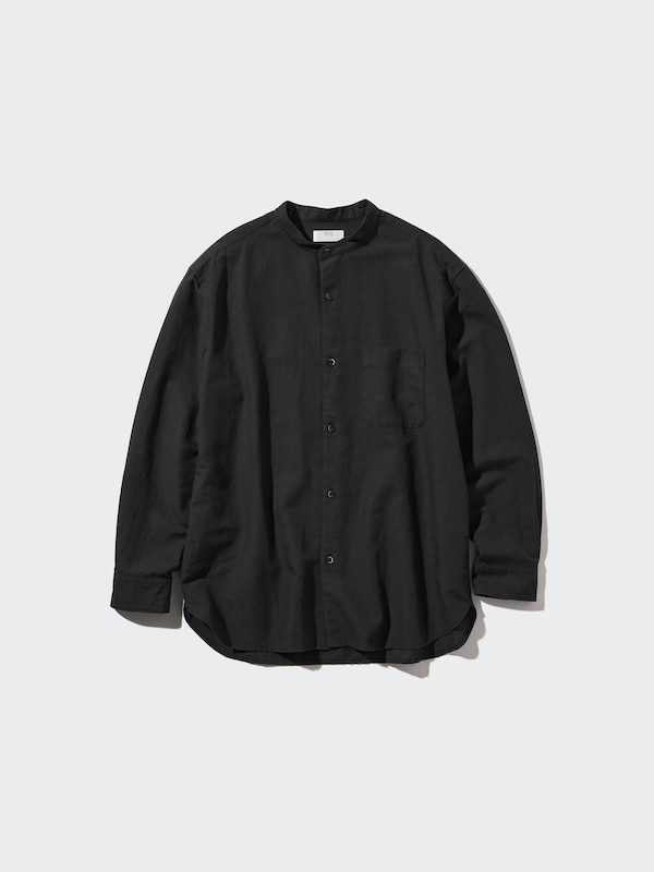 Cotton Linen Stand Collar Shirt