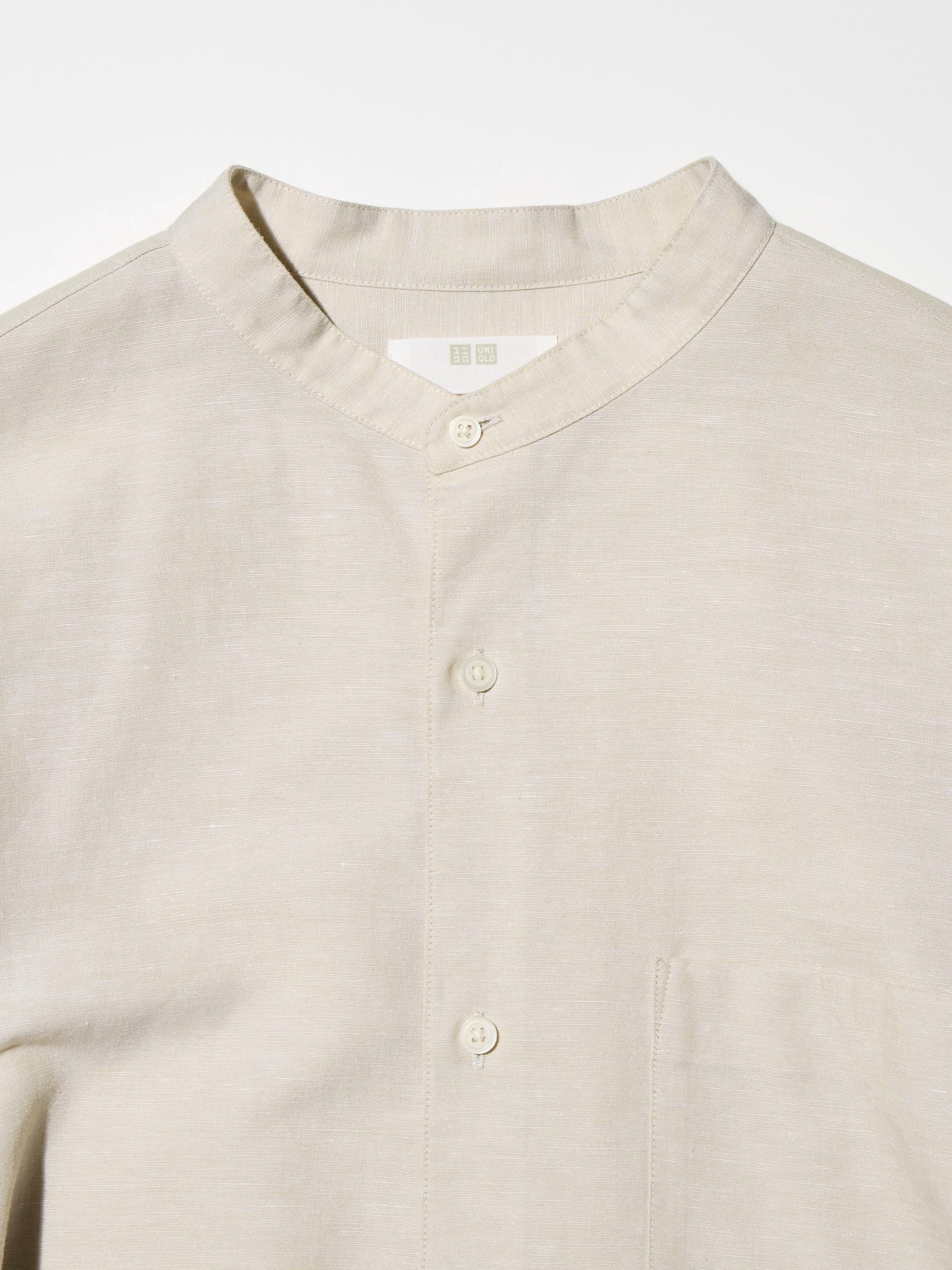 Cotton Linen Stand Collar Shirt | UNIQLO US