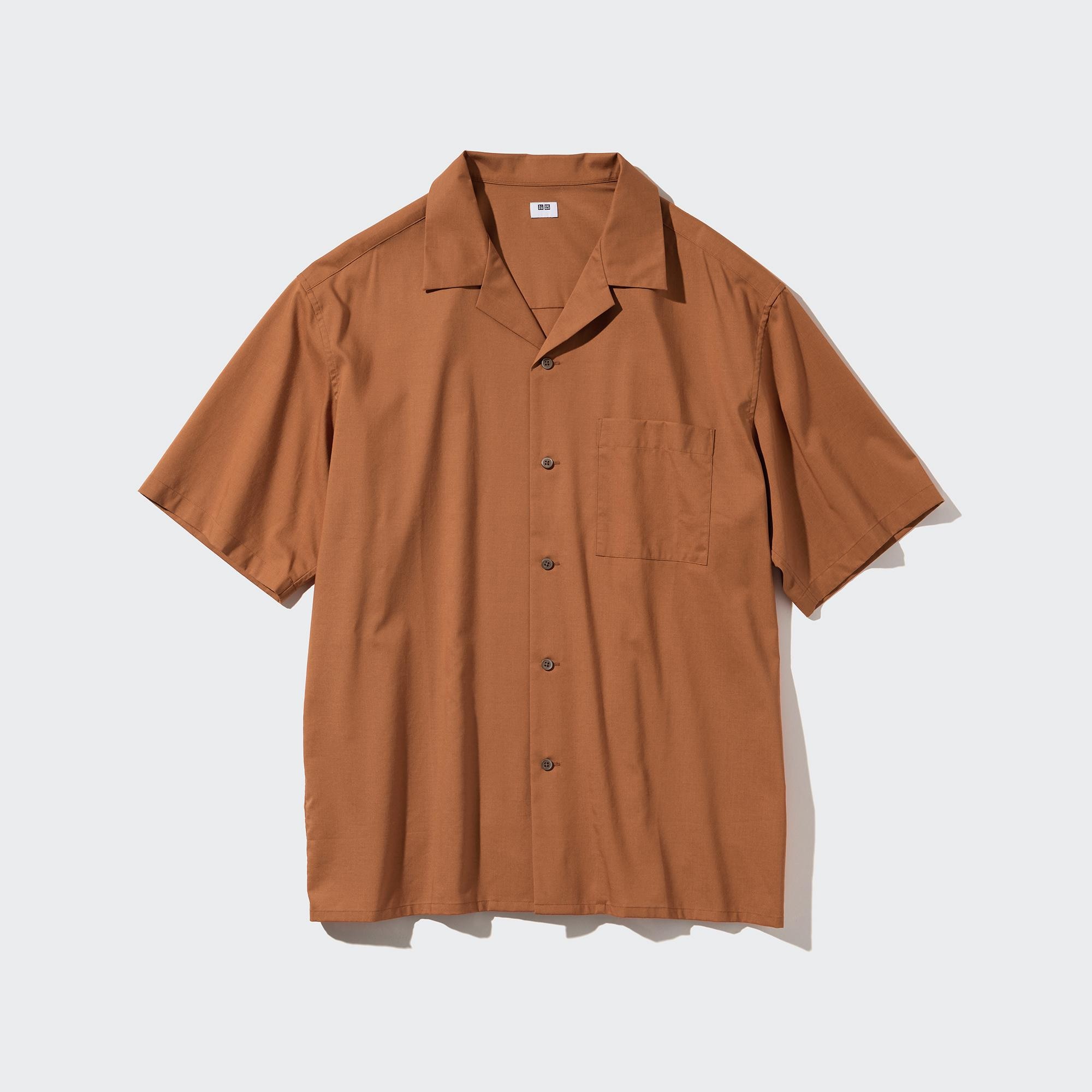 Open Collar Short-Sleeve Shirt