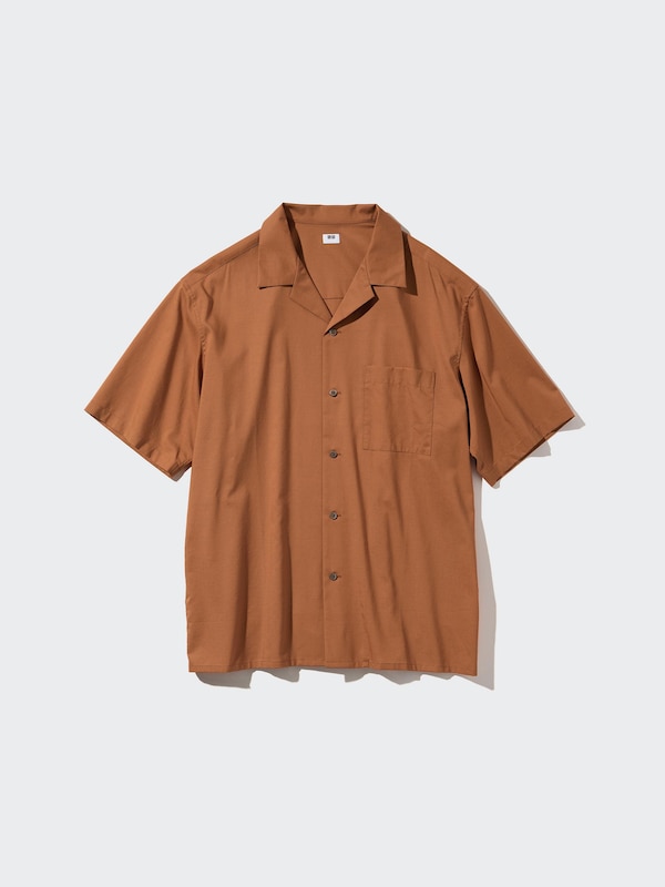 Modal Cotton Blend Short Sleeve Shirt (Open Collar)