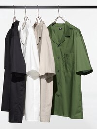 Open Collar Short-Sleeve Shirt