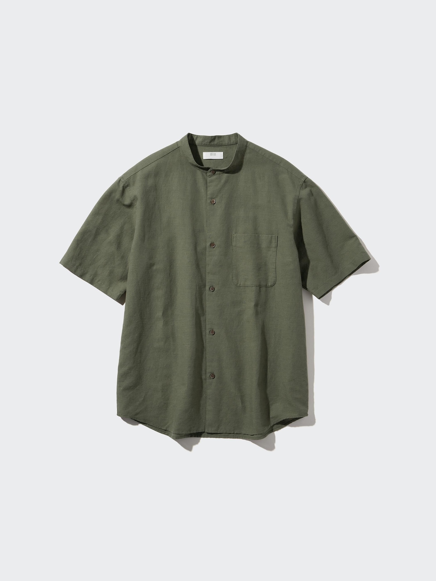 Cotton Linen Open Collar Shirt | Short Sleeve