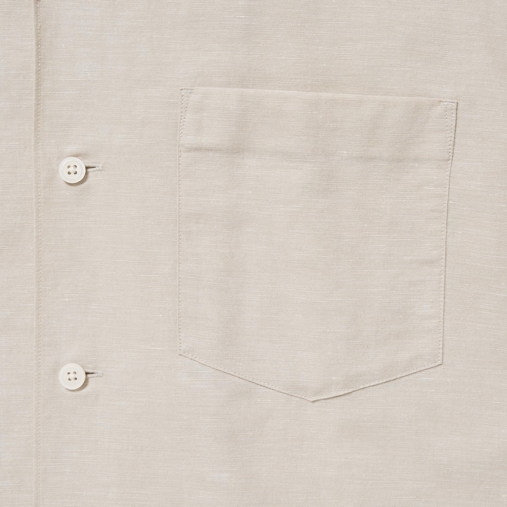 Cotton Linen Open Collar Short Sleeve Shirt