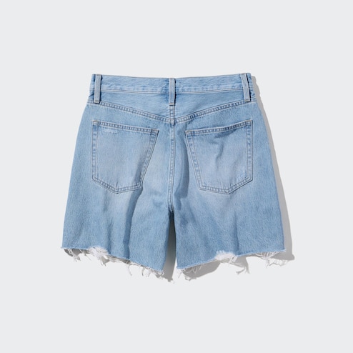 Denim Shorts Women Streetwear High Waist Baggy Short All-Match Casual Wide  Leg Crimping Trousers Femme (Color : Light Blue, Size : 30)