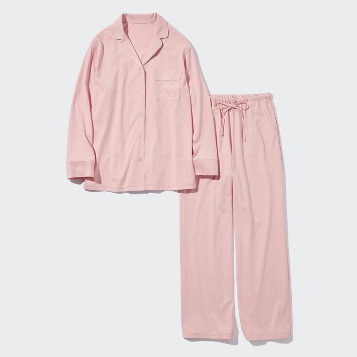 Uniqlo AIRism Pijama Algodón Manga Larga - Rosa - XXS