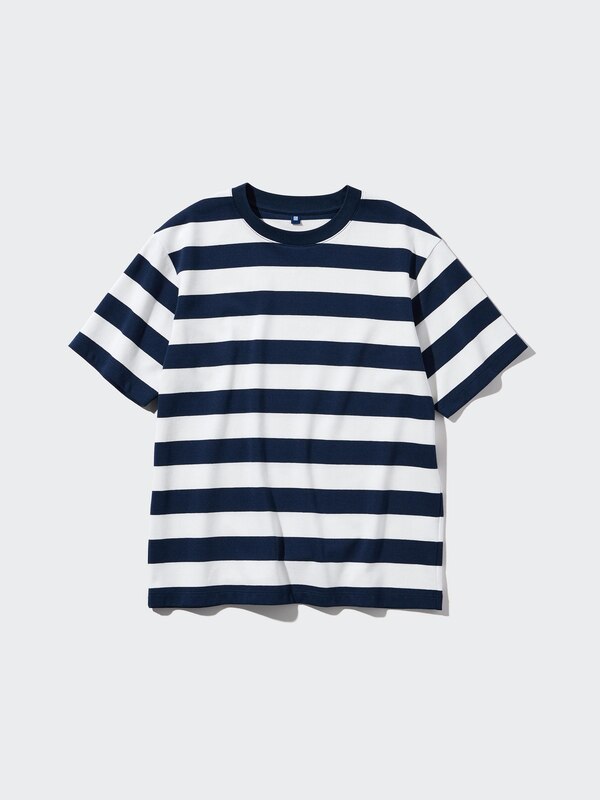 AIRism COTTON STRIPED CREW NECK SHORT SLEEVE T-SHIRT