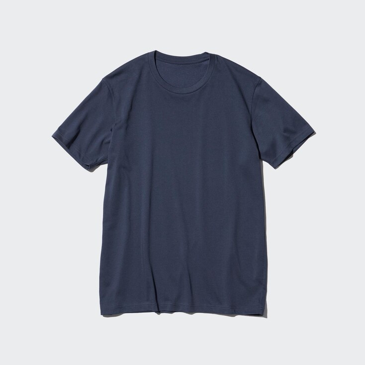 Uniqlo Algodón Camiseta DRY Color Cuello Redondo - Azul Marino - XS