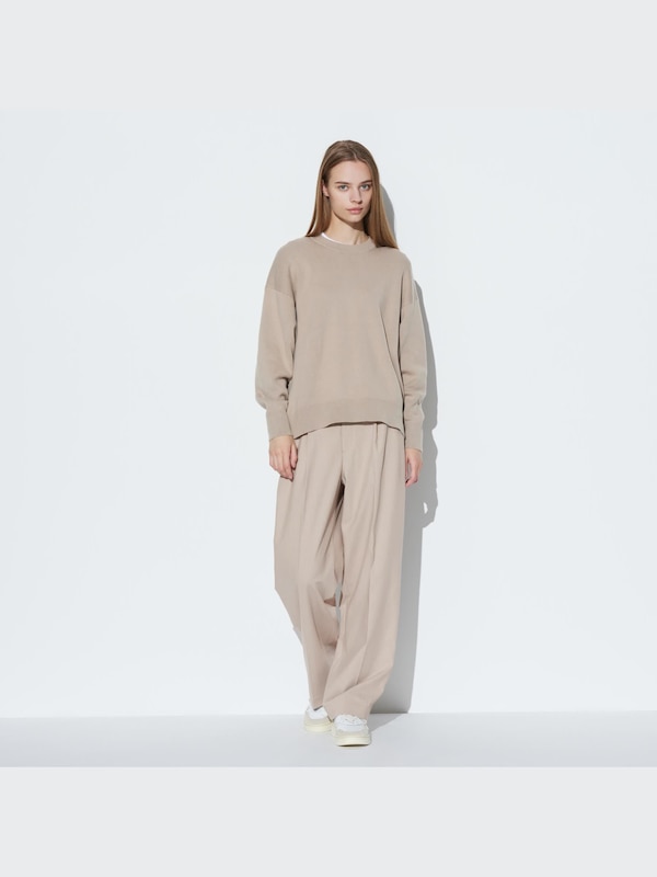 CHANDAIL EN COTON DOUX DÉCONTRACTÉ COL ROND MANCHES LONGUES