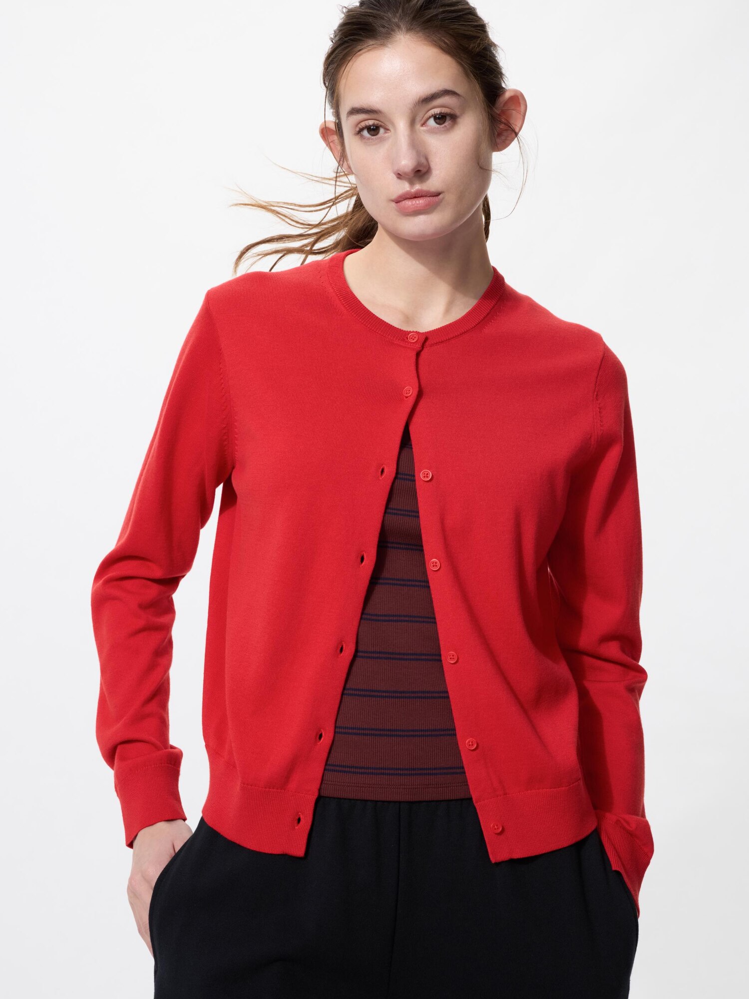 UNIQLO Women's UV Protection Cardigan, Red, Medium