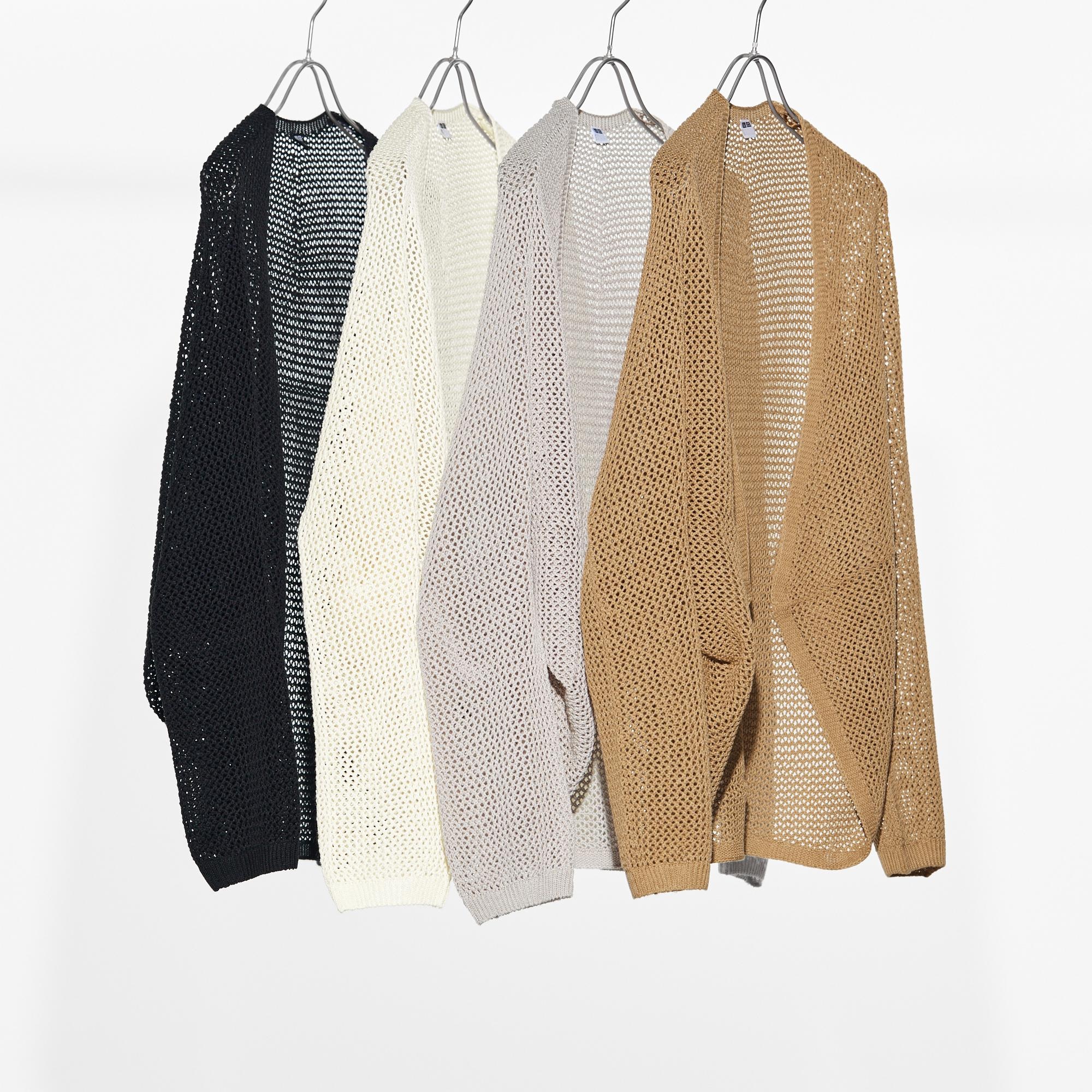 3D Knit Mesh Long-Sleeve Cardigan