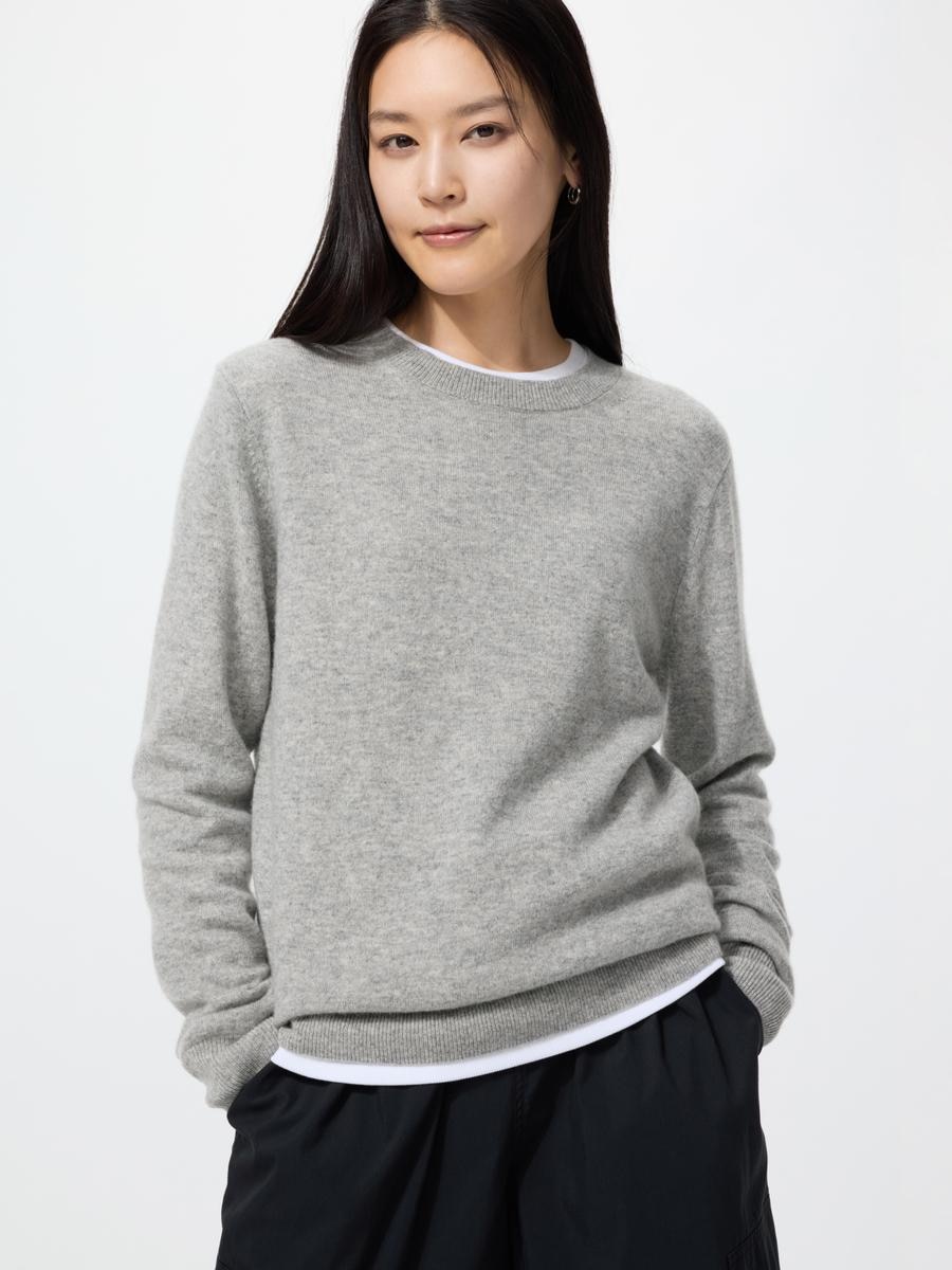UNIQLO Women's Cashmere Sweater, Gray, Large