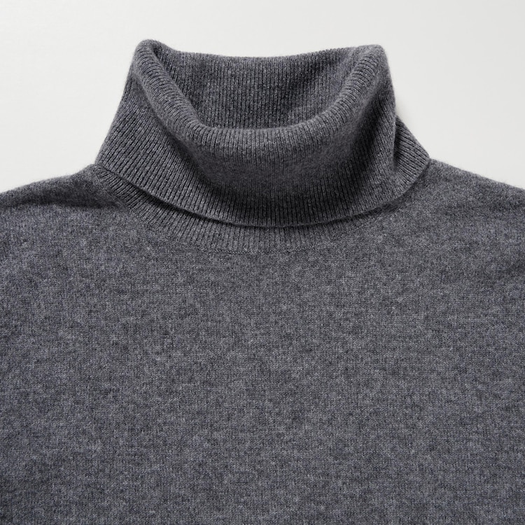 Women's dark grey kid cashmere turtleneck sweater