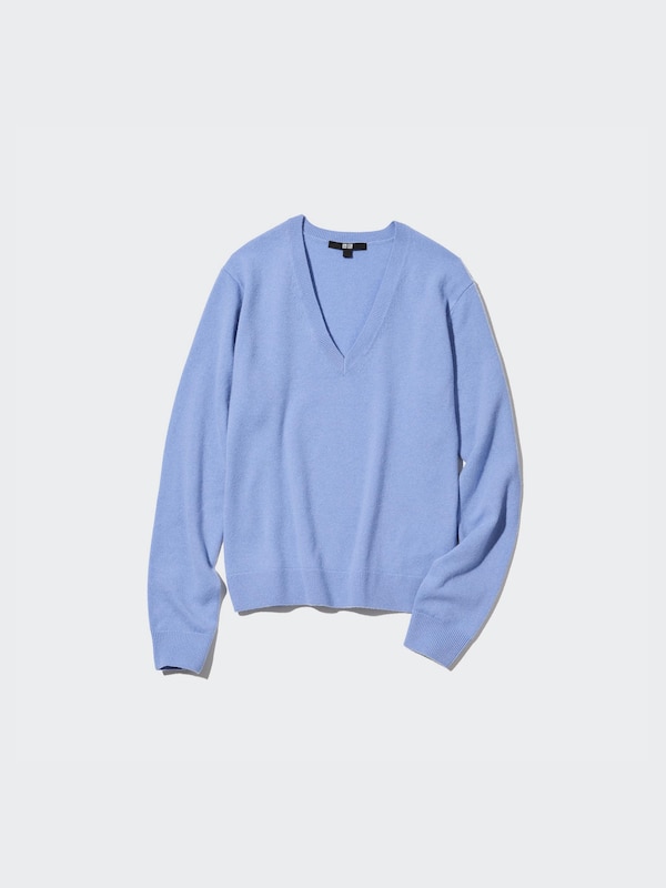 Cashmere Jumper Baby Blue V Neck Sweater Men's Cashmere V-Neck