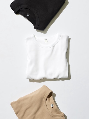 Soft Ribbed Crew Neck Long Sleeve T-Shirt