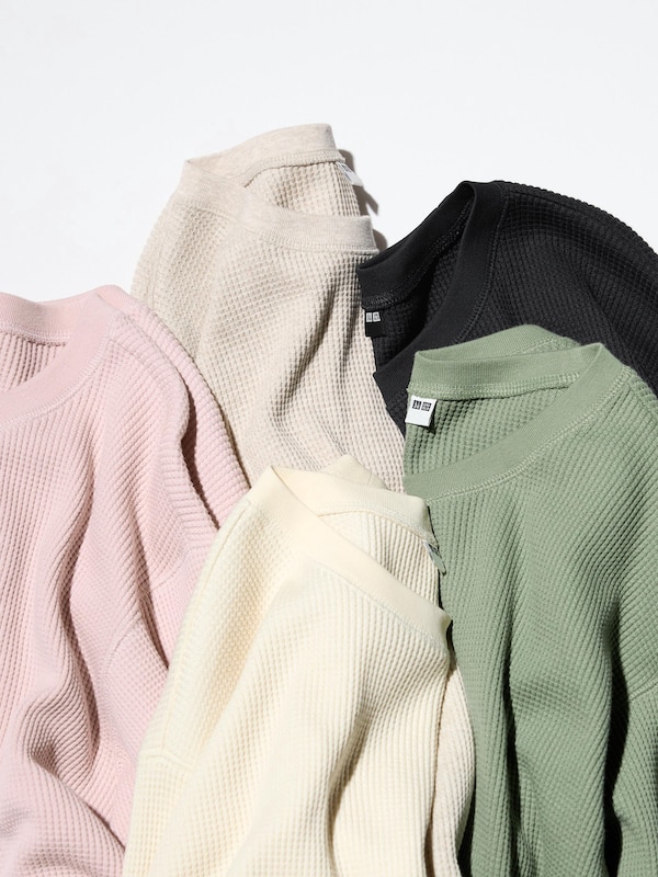Waffle Crew Neck Long Sleeve T-Shirt