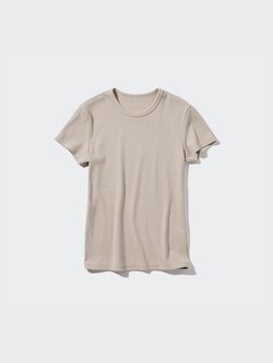 T-shirt Femme OYOANGLE – Maille Côtelée, Manches Courtes, Coupe Ample (tailles 0XL à 5XL)