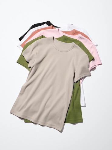 Soft Ribbed Crew Neck Short Sleeve T-Shirt