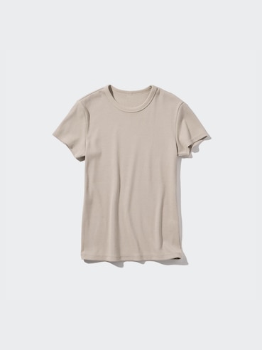 Soft Ribbed Crew Neck Short Sleeve T-Shirt