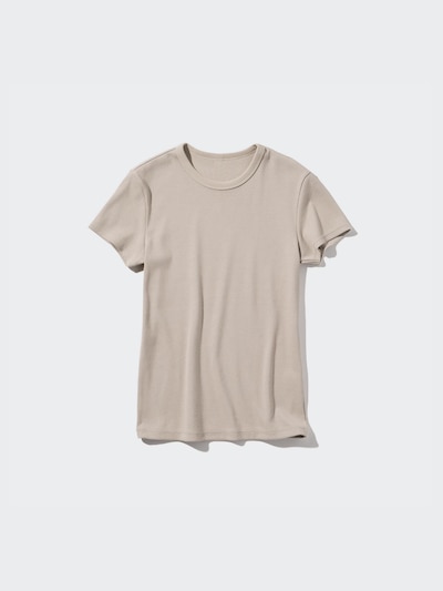 Soft Ribbed Crew Neck Short-Sleeve T-Shirt
