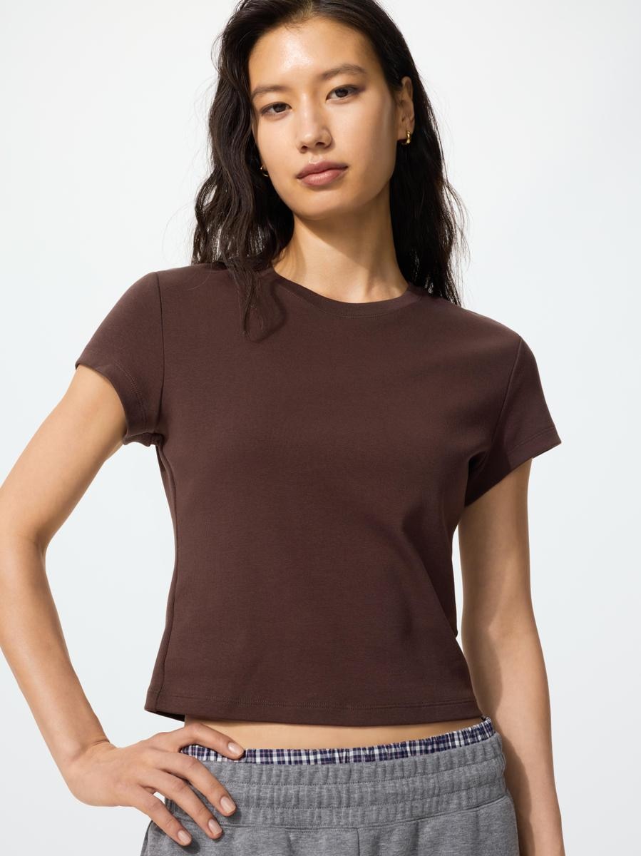 UNIQLO Women's Mini T-Shirt, Brown, Large