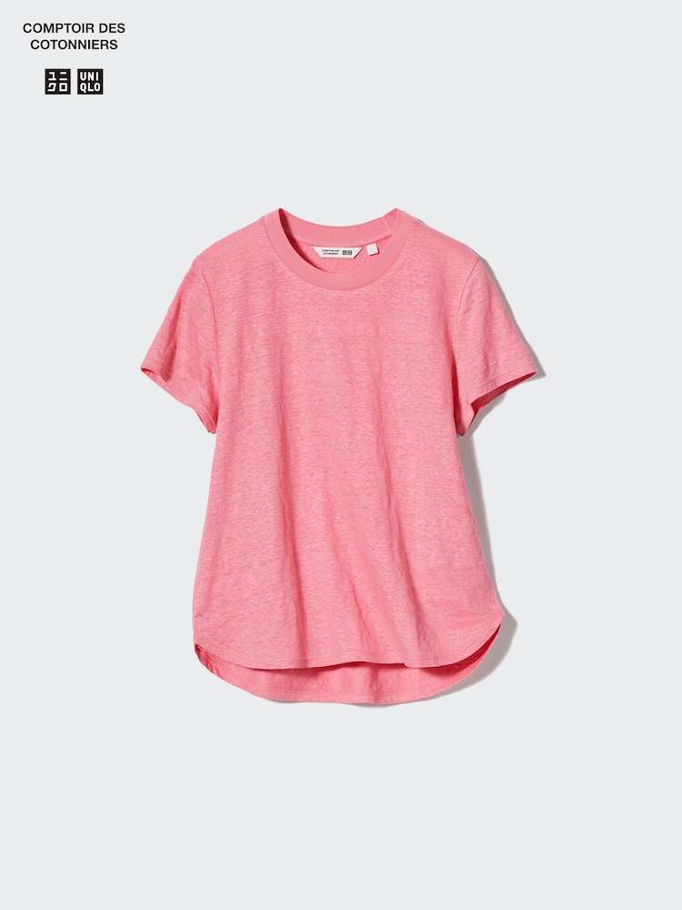 Linen Crew Neck Short-Sleeve T-Shirt