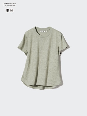 Linen Crew Neck Short-Sleeve T-Shirt
