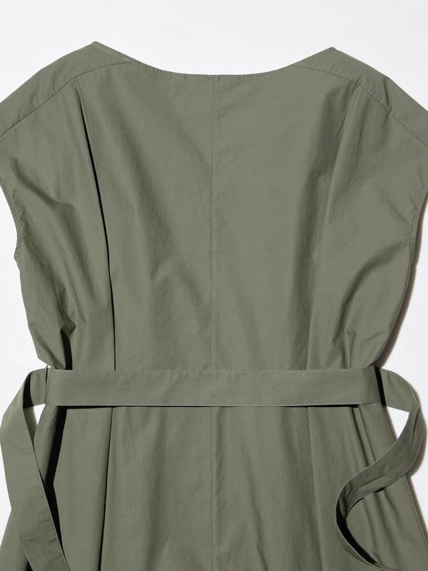 Cotton Belted Short-Sleeve Dress