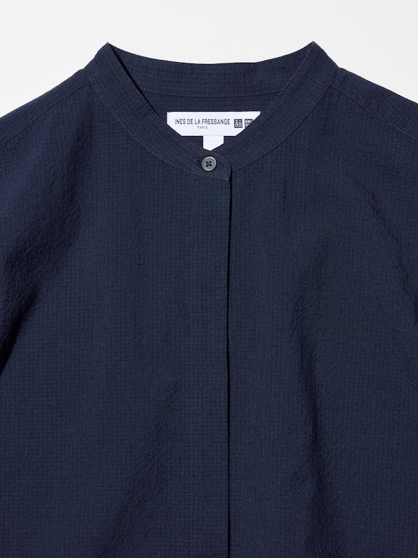 Seersucker Long-Sleeve Long Shirt