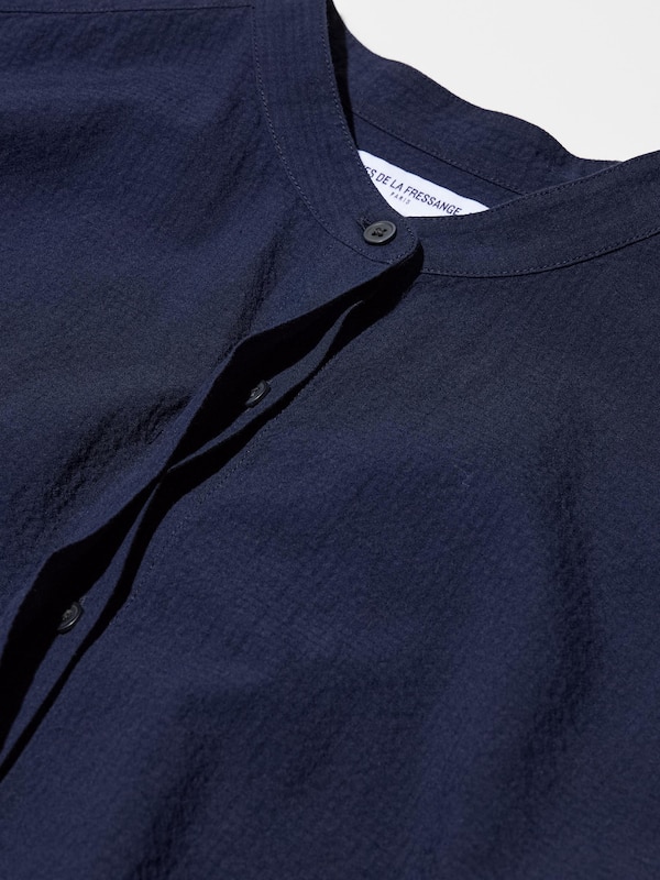 Seersucker Long-Sleeve Long Shirt