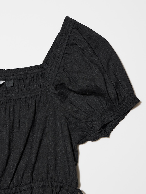 Gather Cropped Short-Sleeve Blouse