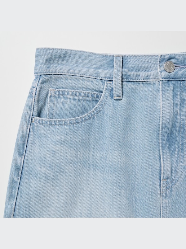 Denim Long Skirt (Raw Hem)