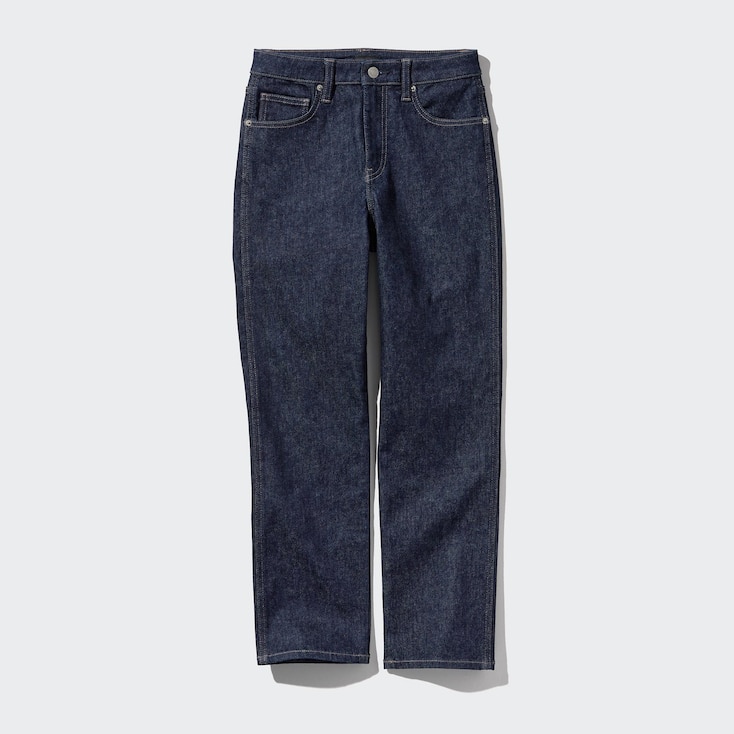 Uniqlo Algodón Vaquero Slim Fit Recto Tobillero - Azul Marino - 24inch