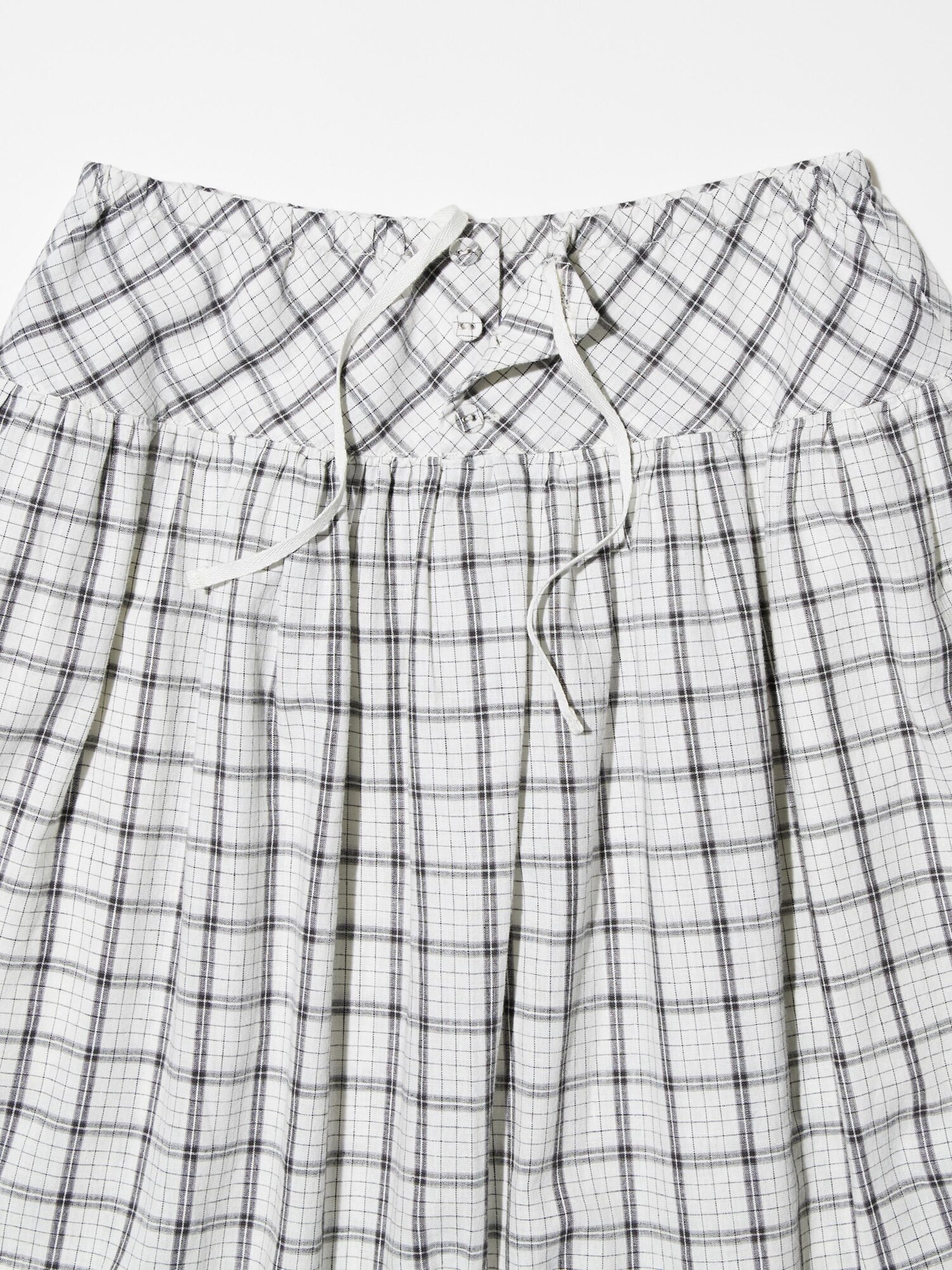 Linen Cotton Gather Checked Skirt | UNIQLO US