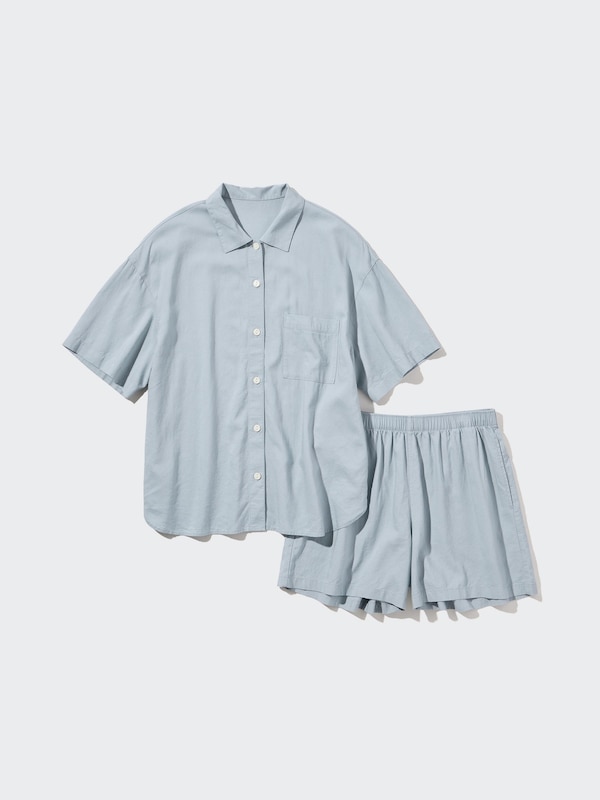 Linen Blend Short-Sleeve Pajamas