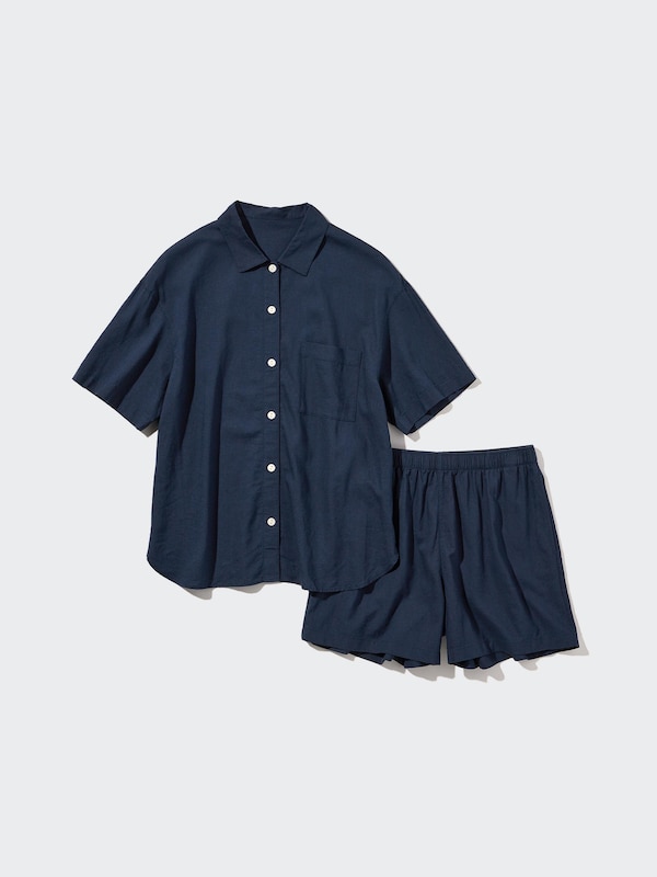 Linen Blend Short-Sleeve Pajamas