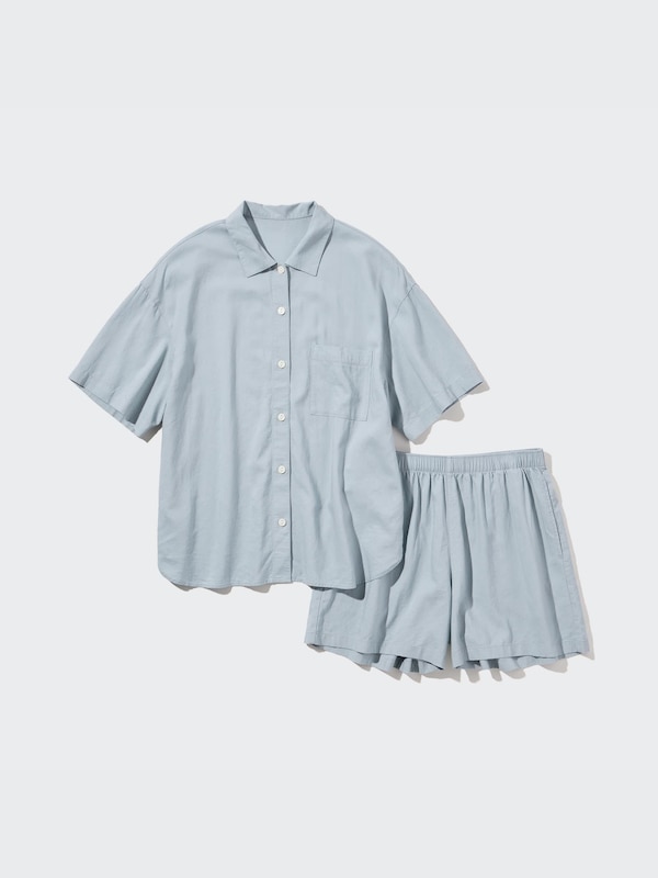 Linen Blend Short-Sleeve Pajamas