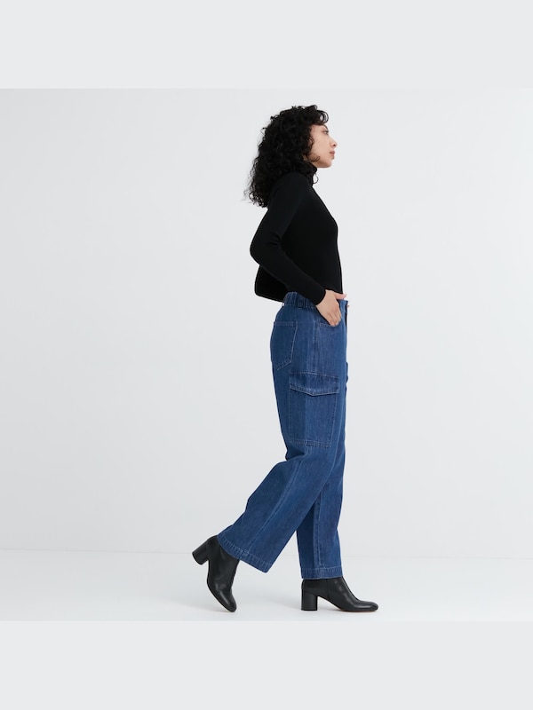 Wide Straight Cargo Trousers (Denim)