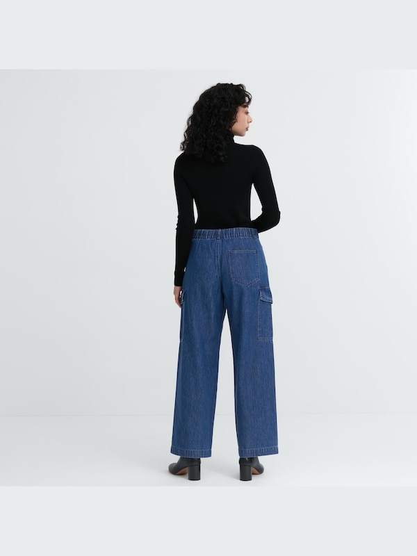 Wide Straight Cargo Trousers (Denim)