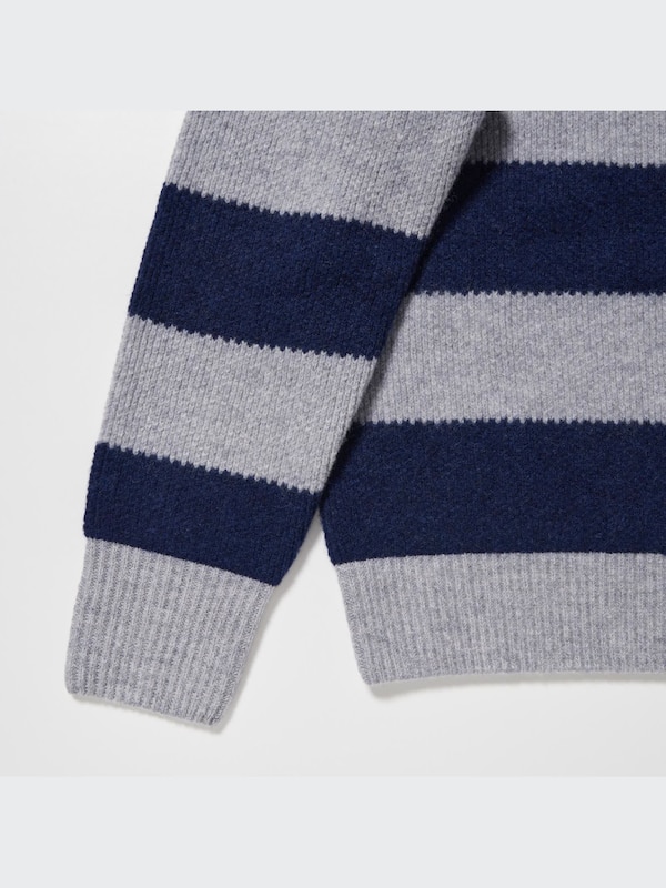 Gestreifter Premium Lammwolle Pullover