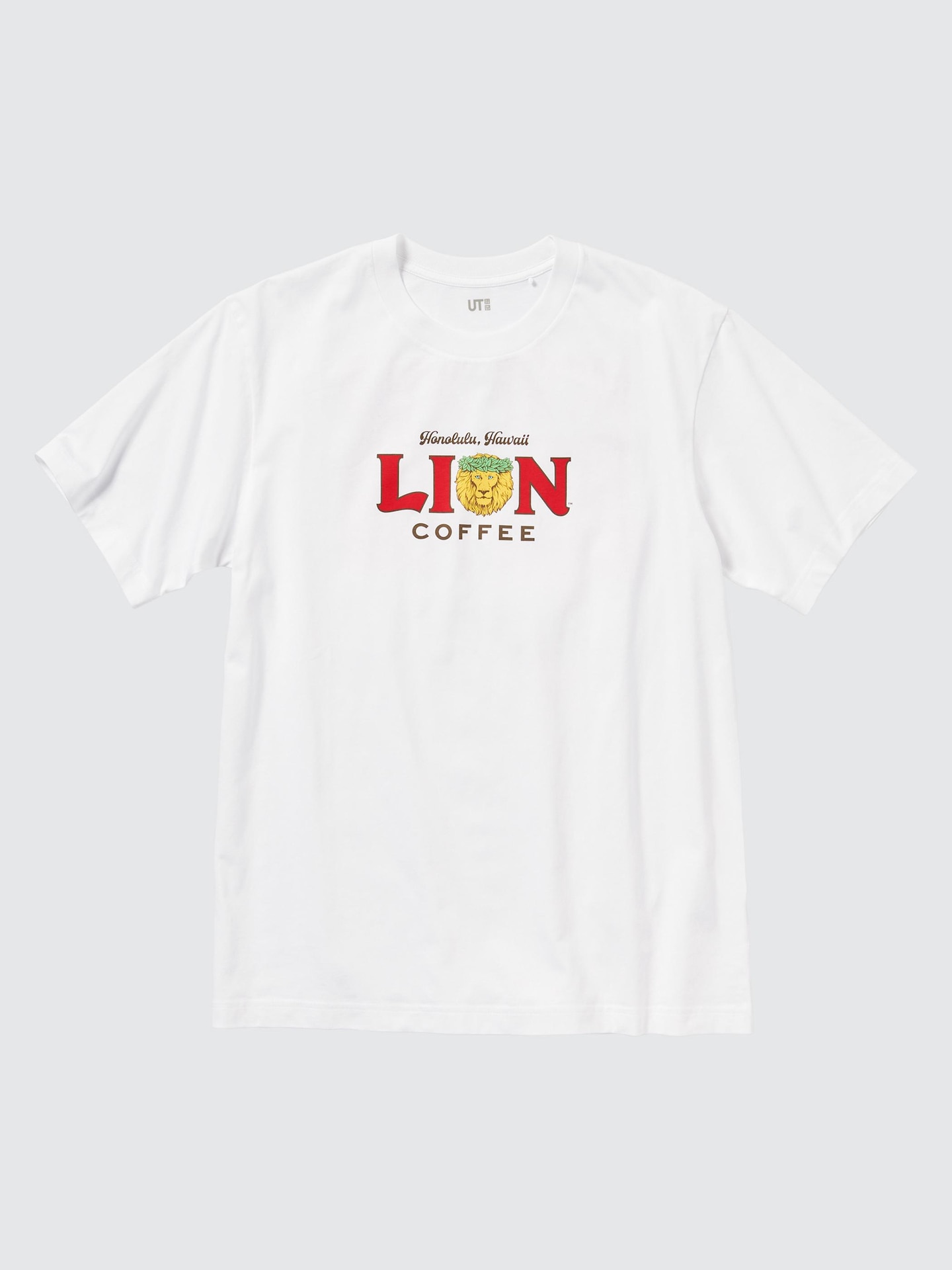 Мужская футболка Uniqlo The Brands Hawaiian Loco UT Graphic T-Shirt Lion Coffee, цвет: Белый — фото 1