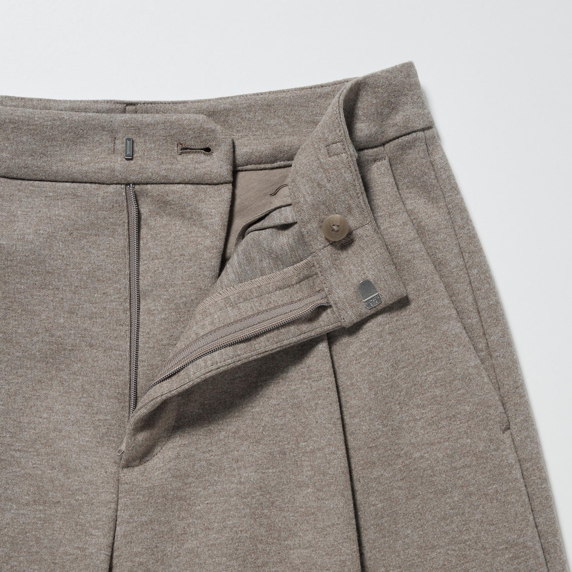 Brushed Jersey Pleated Wide Leg Trousers (Short) | UNIQLO GB