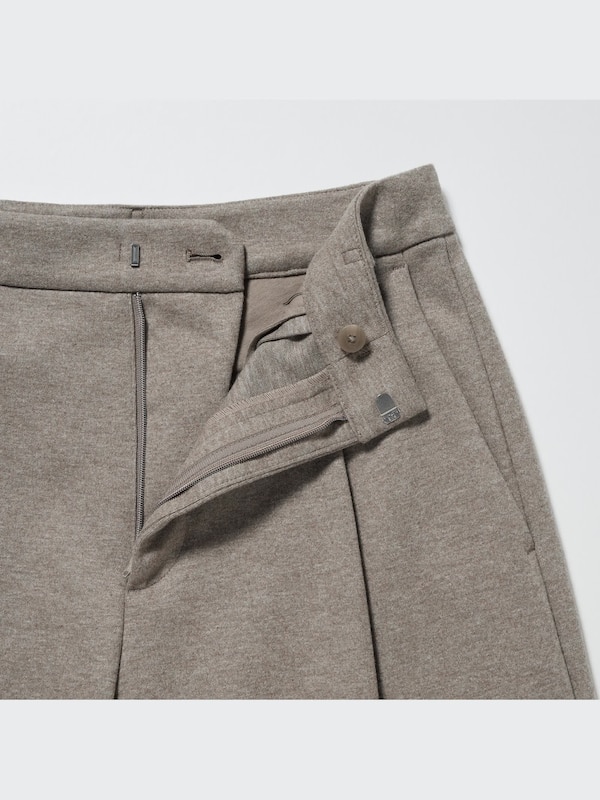 Pleated Wide Trousers (Brushed Jersey, Short)