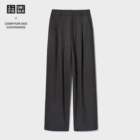Comptoir des Cotonniers Brushed Jersey Pleated Wide Leg Trousers (Long)