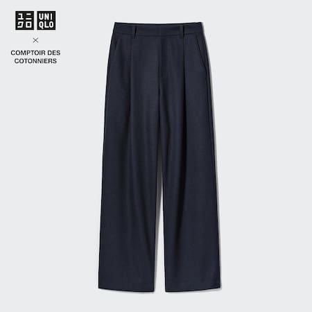 Comptoir des Cotonniers Brushed Jersey Pleated Wide Leg Trousers (Long)
