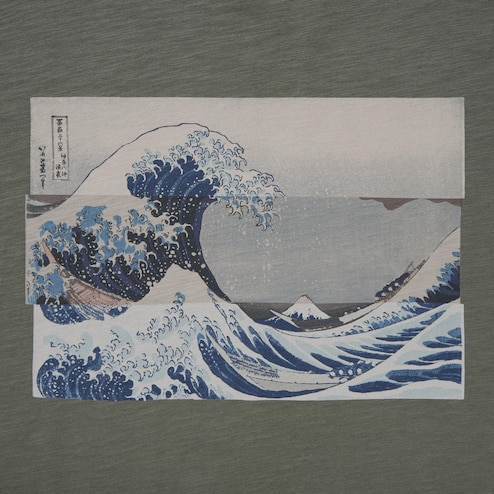 Uniqlo x Hokusai Blue Art sea fishing tee shirt